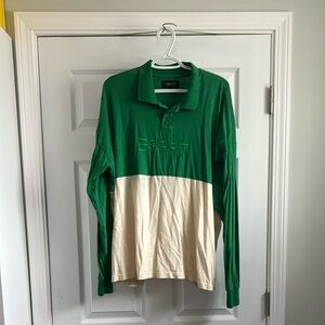Esprit Green and Cream Long Sleeve Shirt (L)